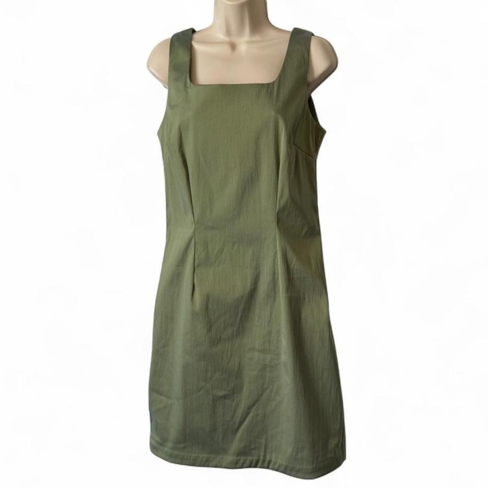 Vintage 90s Arden B Olive Green Sleeveless Shift‎ Mini Dress, Women's Size 10